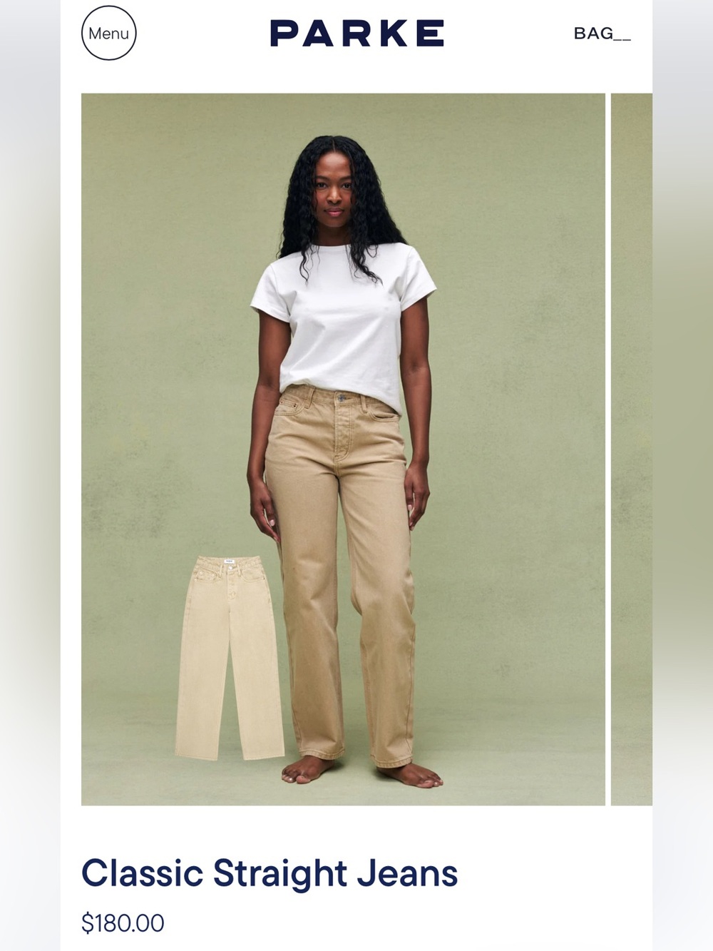 Parke Classic Straight-Leg Jeans in Khaki